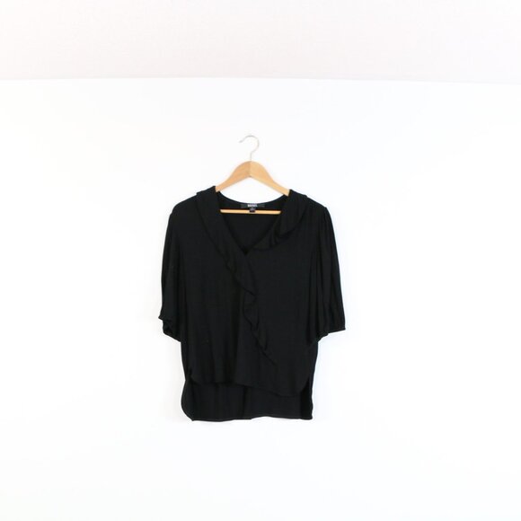 *Badgley Mischka Black Ruffle Blouse - Picture 2 of 6